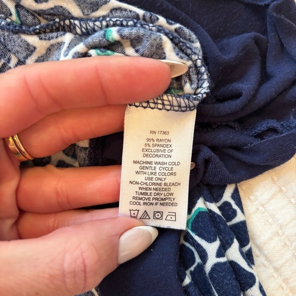 Ellen Tracy Women's V-Neck Navy Blue Leopard Print Mesh Detail Nightgown Size L - Picture 7 of 10